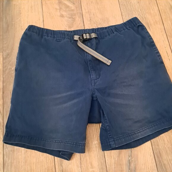Duluth Trading womens shorts sz M MEDIUM navy blue 7" inseam canvas cotton belt - Picture 1 of 11